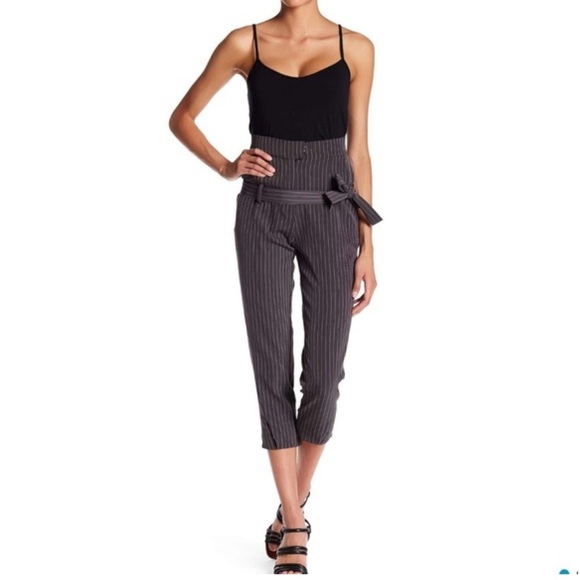 TOV Holy Pants - TOV Striped High Waisted Pants, Grey, Size 42, EUC